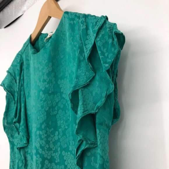 Koton teal textured ruffle short sleeve  t-shirt - Picture 5 of 16